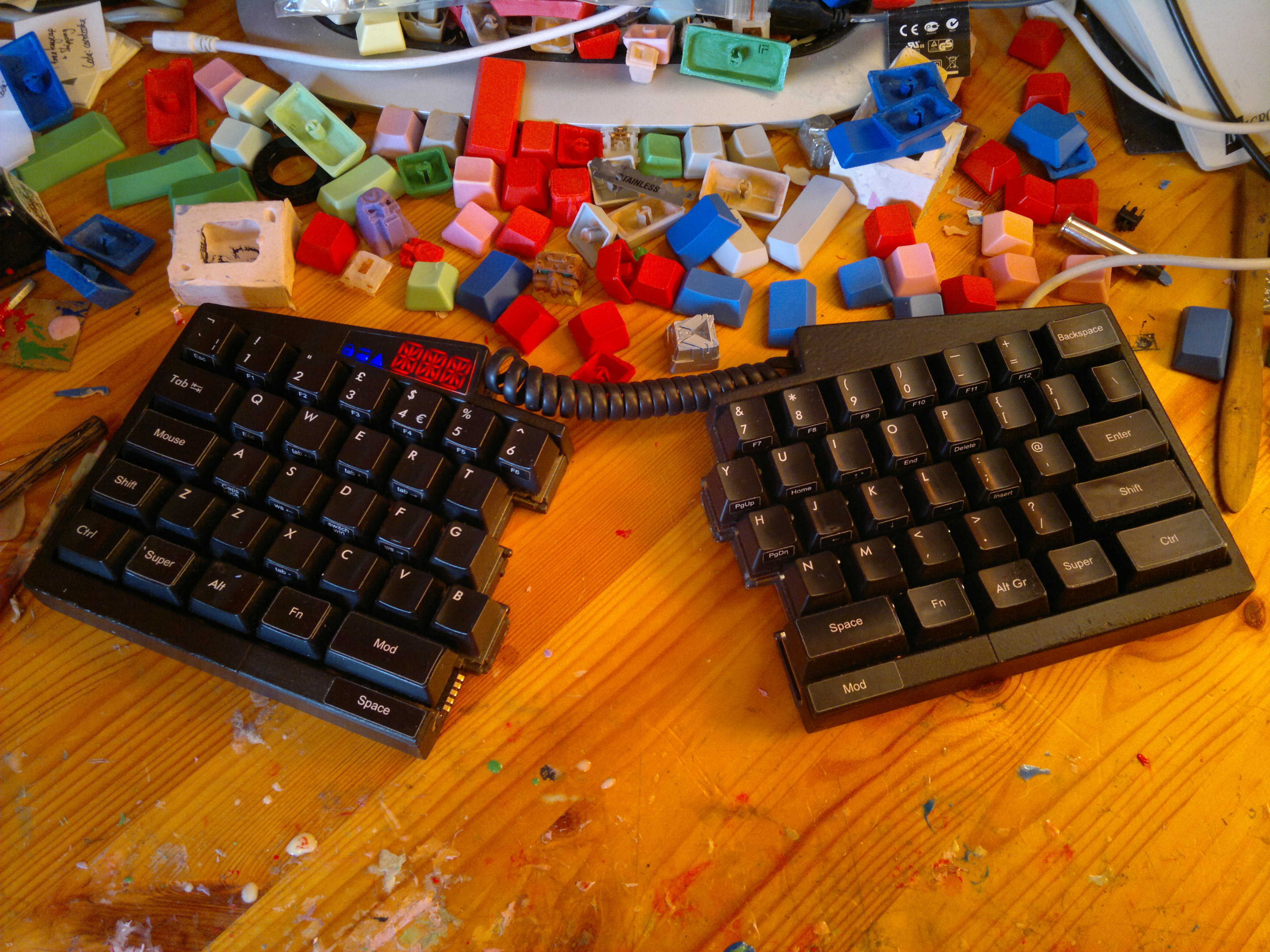 Flat view of ultimate hacking keyboard